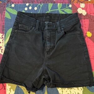 American Eagle Outfitters Black High-Rise Jean Shorts with Frayed Hem
